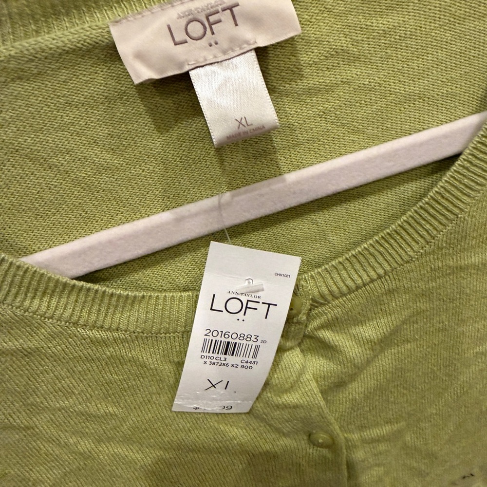 LOFT Light Green Knit Cardigan XL